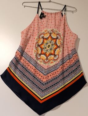 Women’s Coral Floral Medallion Halter Top